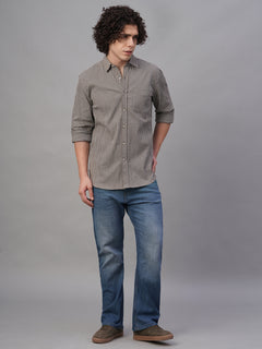 Men’s Cotton Lycra Regular Fit Shirt Sky Olive