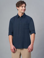 Men's Navy 100% Cotton Regular Fit Shirt