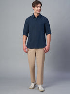 Men's Navy 100% Cotton Regular Fit Shirt