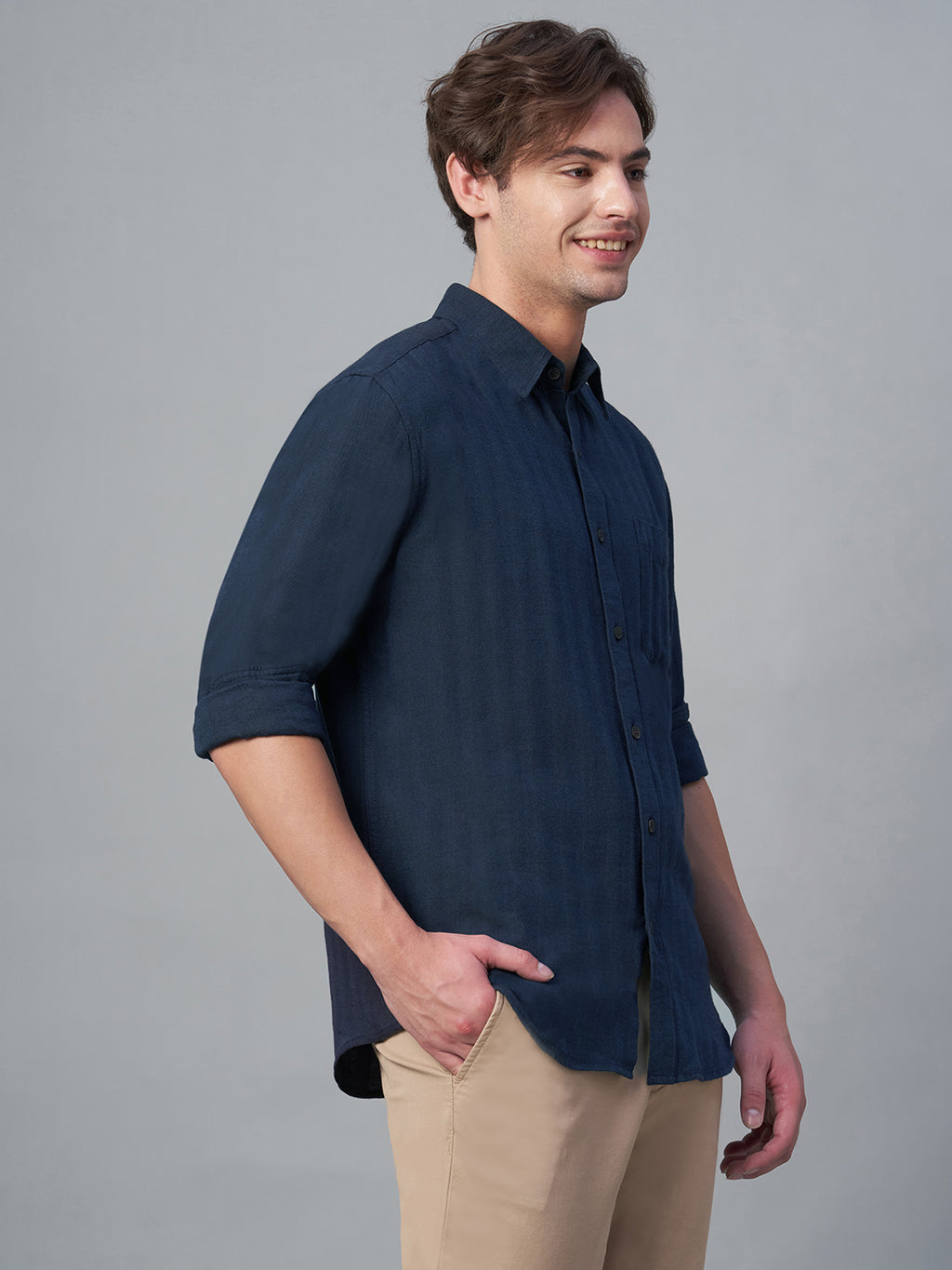 Men's Navy 100% Cotton Regular Fit Shirt
