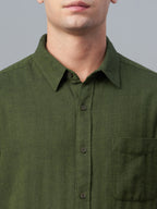 Men's Olive 100% Cotton Regular Fit Shirt