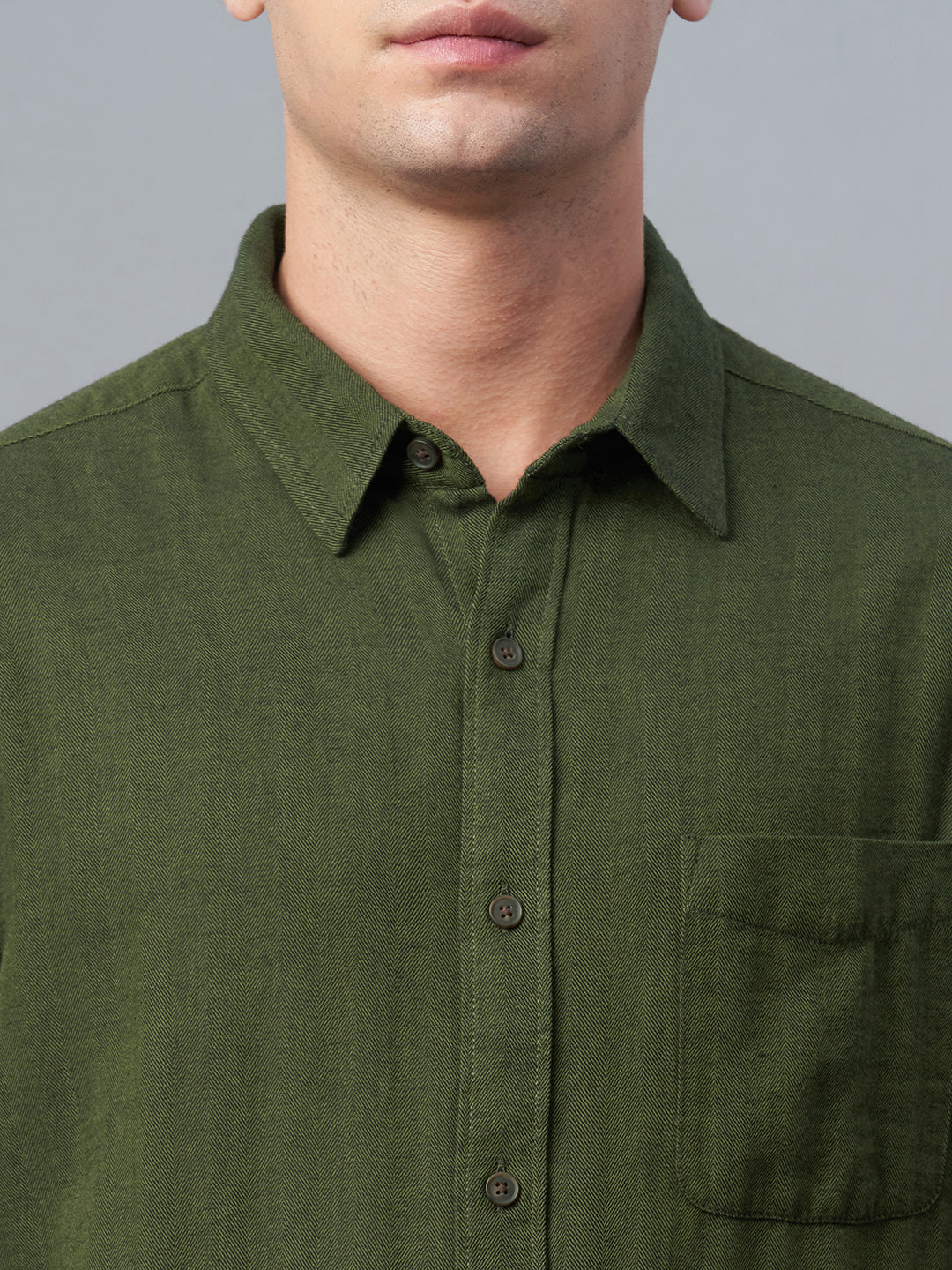 Men's Olive 100% Cotton Regular Fit Shirt