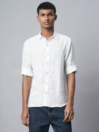 Men's White 100% Linen Slim Fit Shirt