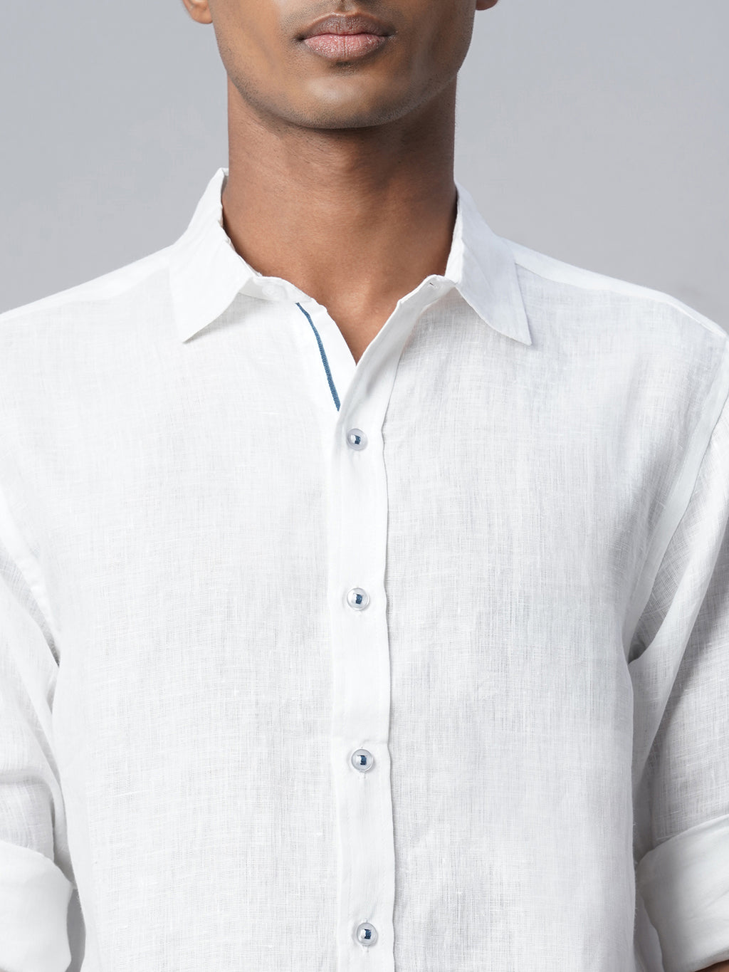 Men's White 100% Linen Slim Fit Shirt