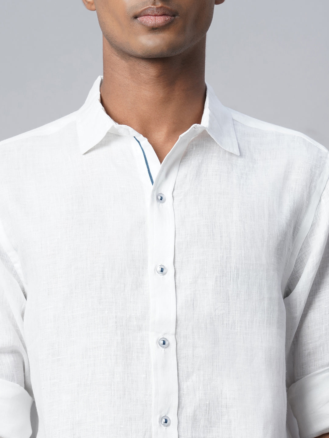 Men's White 100% Linen Slim Fit Shirt