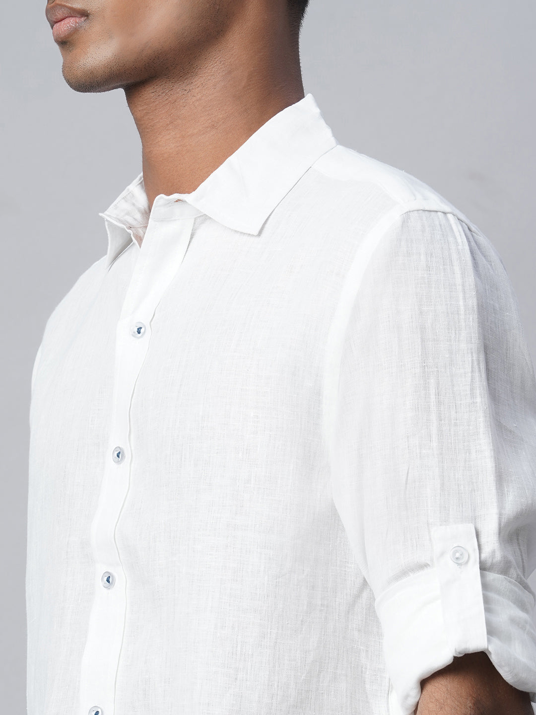 Men's White 100% Linen Slim Fit Shirt