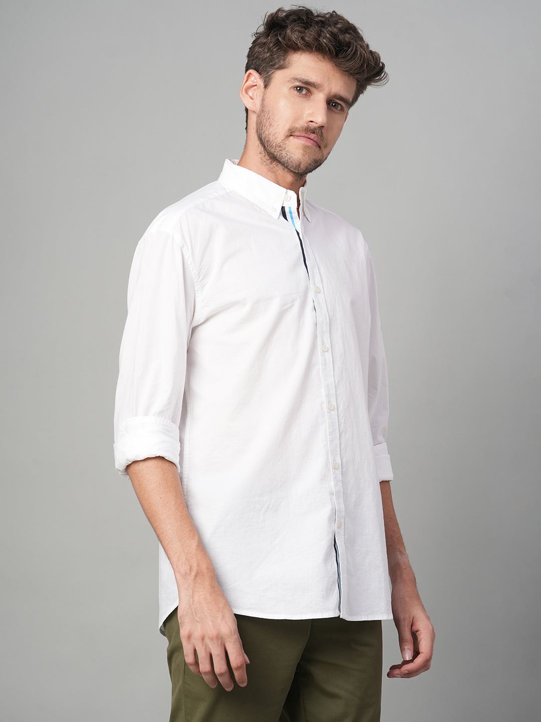 Men's White 100% Cotton Regular Fit Shirt