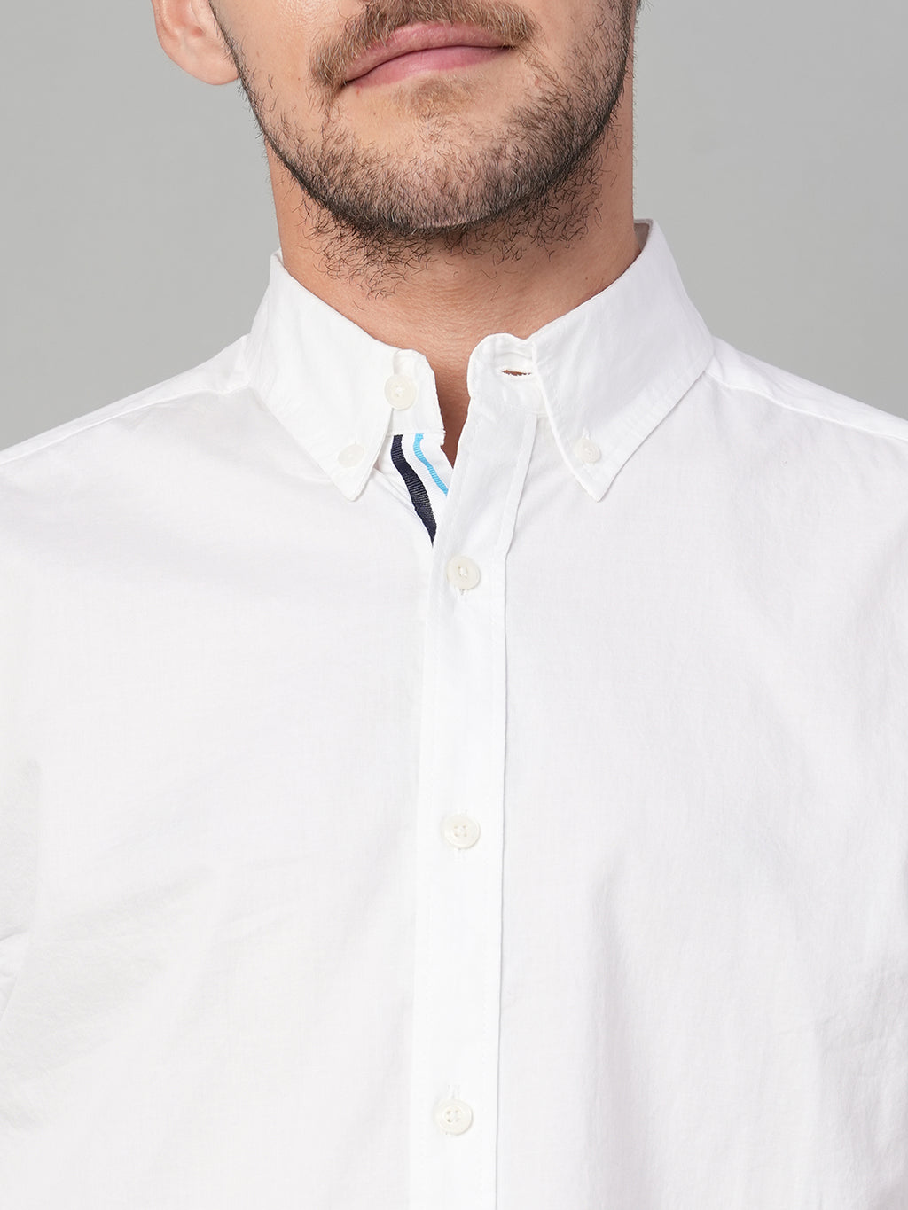 Men's White 100% Cotton Regular Fit Shirt