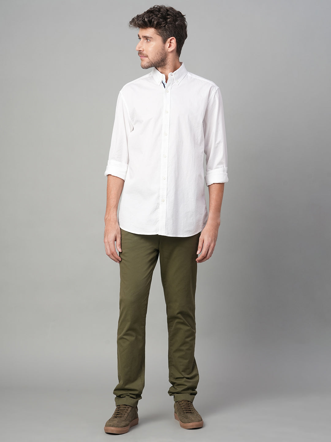 Men's White 100% Cotton Regular Fit Shirt