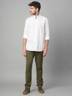 Men's White 100% Cotton Regular Fit Shirt