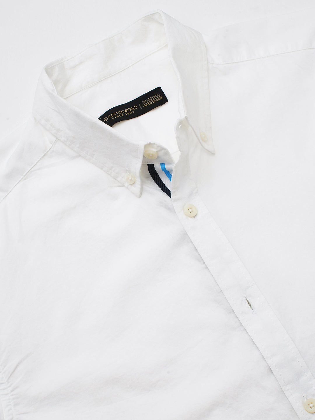 Men's White 100% Cotton Regular Fit Shirt