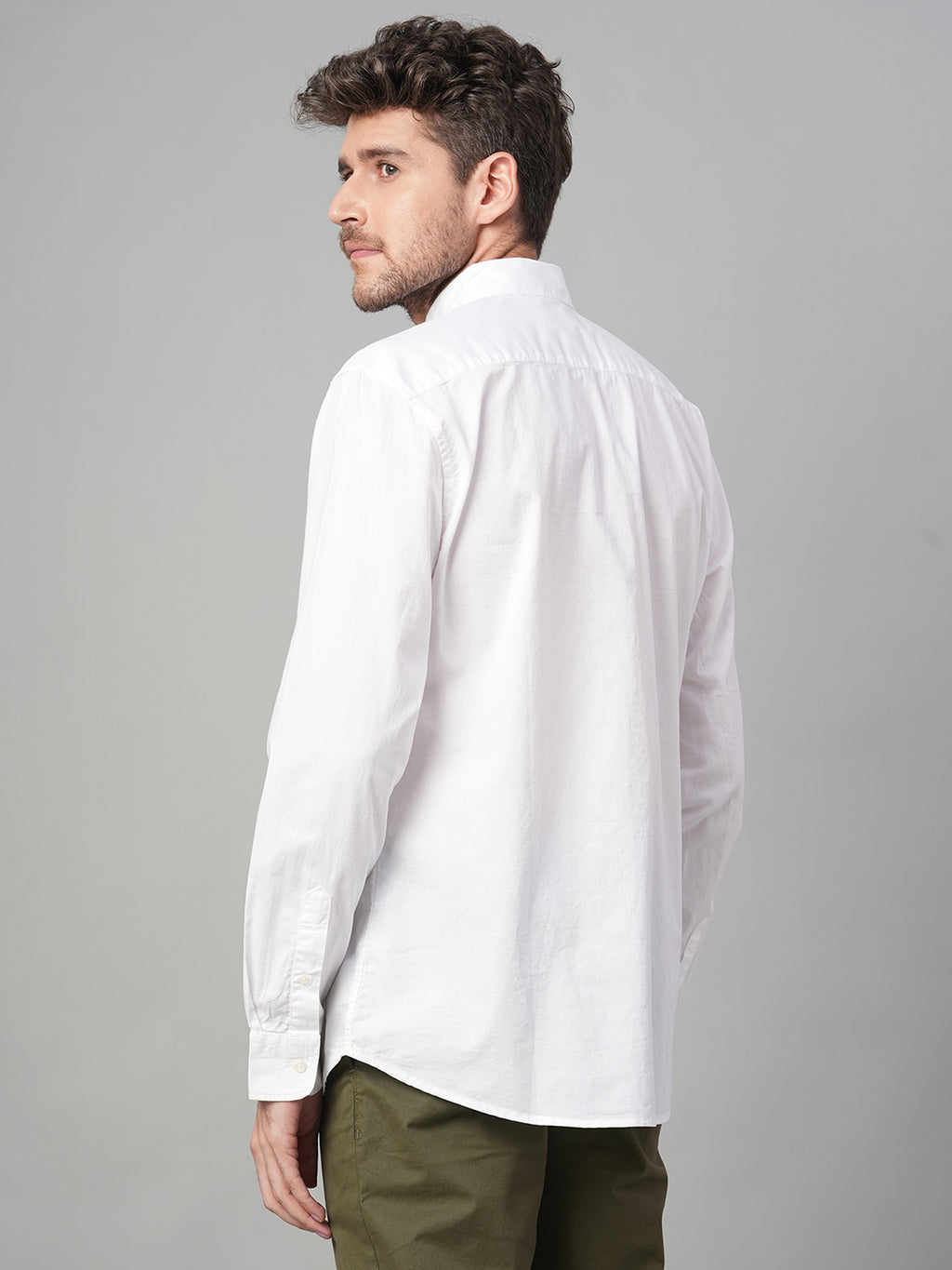 Men's White 100% Cotton Regular Fit Shirt