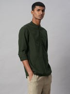 Men's Olive 100% Cotton Regular Fit Shirt