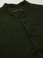 Men's Olive 100% Cotton Regular Fit Shirt