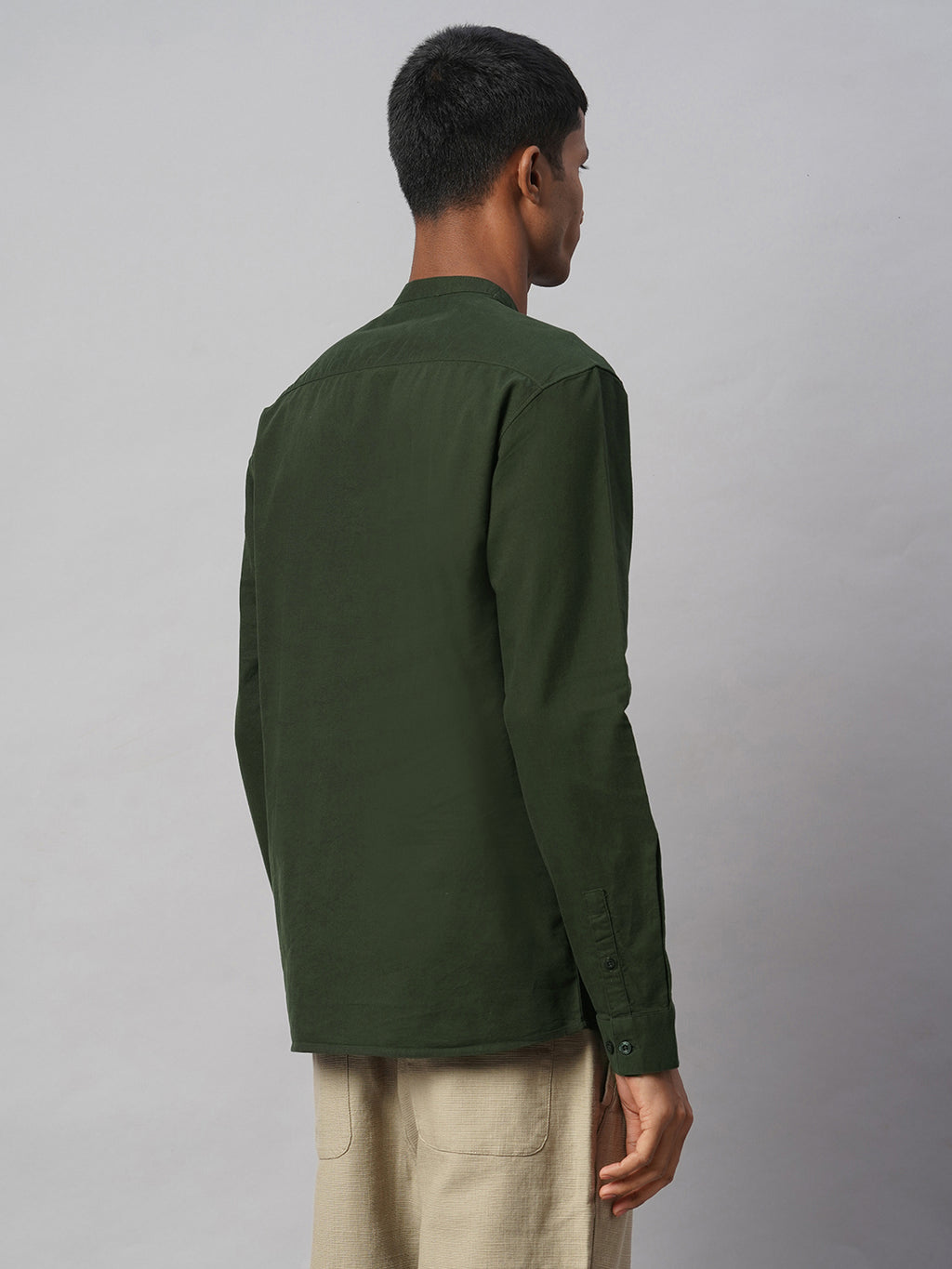 Men's Olive 100% Cotton Regular Fit Shirt