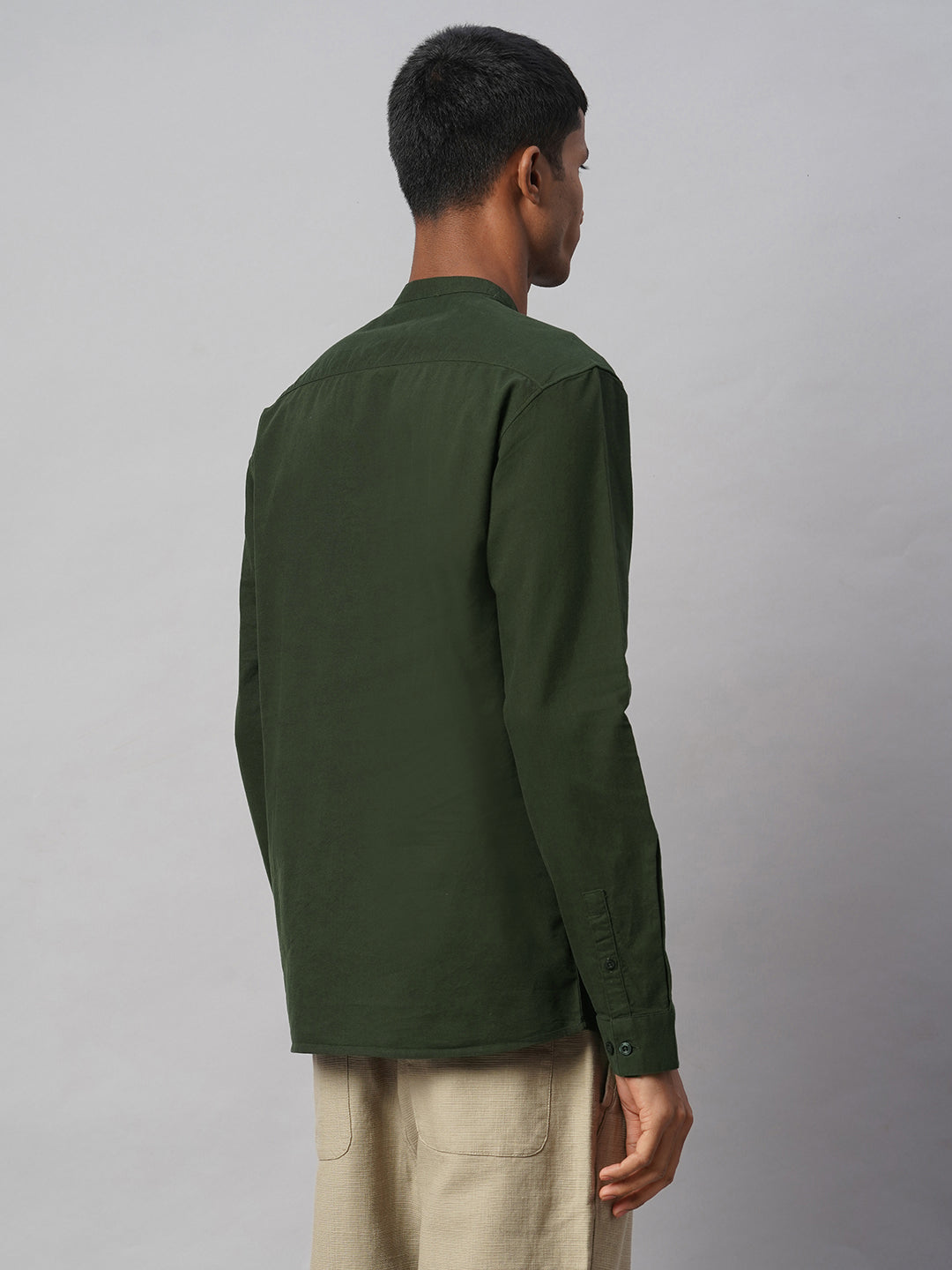 Men's Olive 100% Cotton Regular Fit Shirt