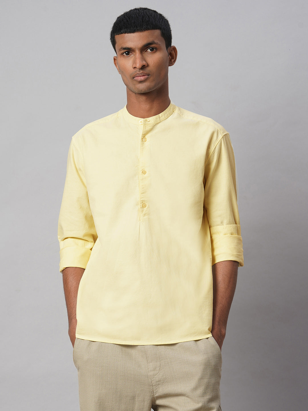Men's Yellow 100% Cotton Regular Fit Shirt