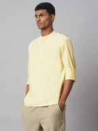 Men's Yellow 100% Cotton Regular Fit Shirt