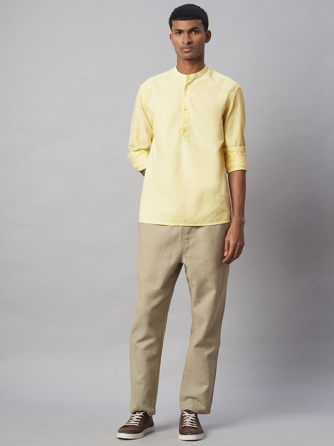 Men's Yellow 100% Cotton Regular Fit Shirt