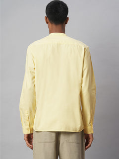 Men’s Cotton Regular Fit Band Collar Pullover Shirt Yellow
