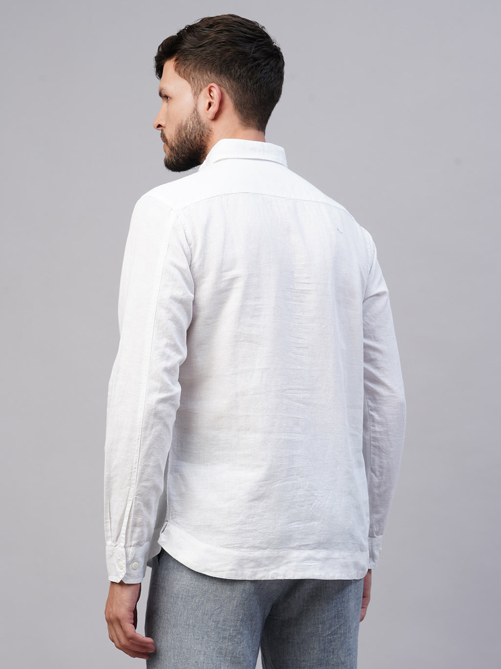 Men's White 100% Linen Regular Fit Kurta Shirt