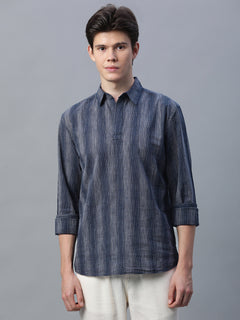 Men’s Cotton Linen Regular Fit Shirt Black