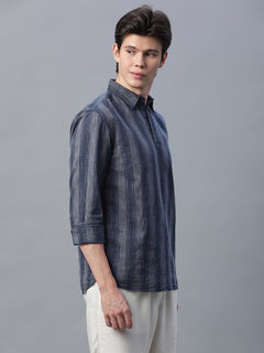 Men’s Cotton Linen Regular Fit Shirt Black