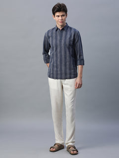 Men’s Cotton Linen Regular Fit Shirt Black