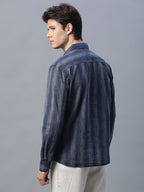 Men's Black Cotton Linen  Regular Fit Shirt