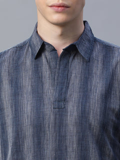 Men’s Cotton Linen Regular Fit Shirt Black