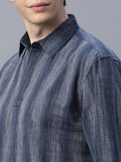 Men’s Cotton Linen Regular Fit Shirt Black