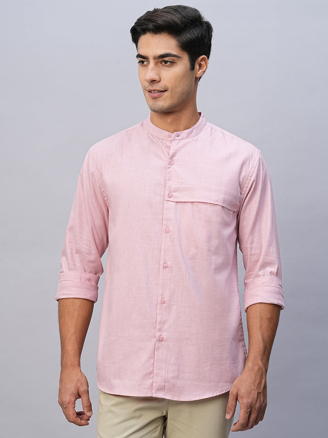 Men's Pink Cotton Regular Fit Shirt