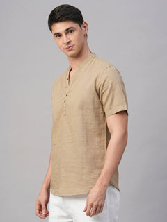 Men’s Linen Cotton Slim Fit Shirt Khaki