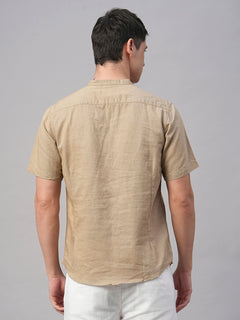Men’s Linen Cotton Slim Fit Shirt Khaki