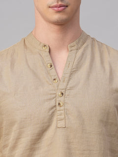 Men’s Linen Cotton Slim Fit Shirt Khaki