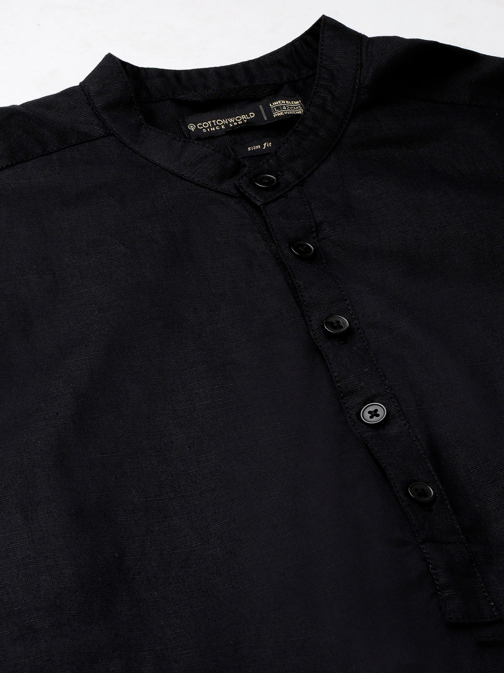 Men’s Linen Cotton Slim Fit Shirt Black