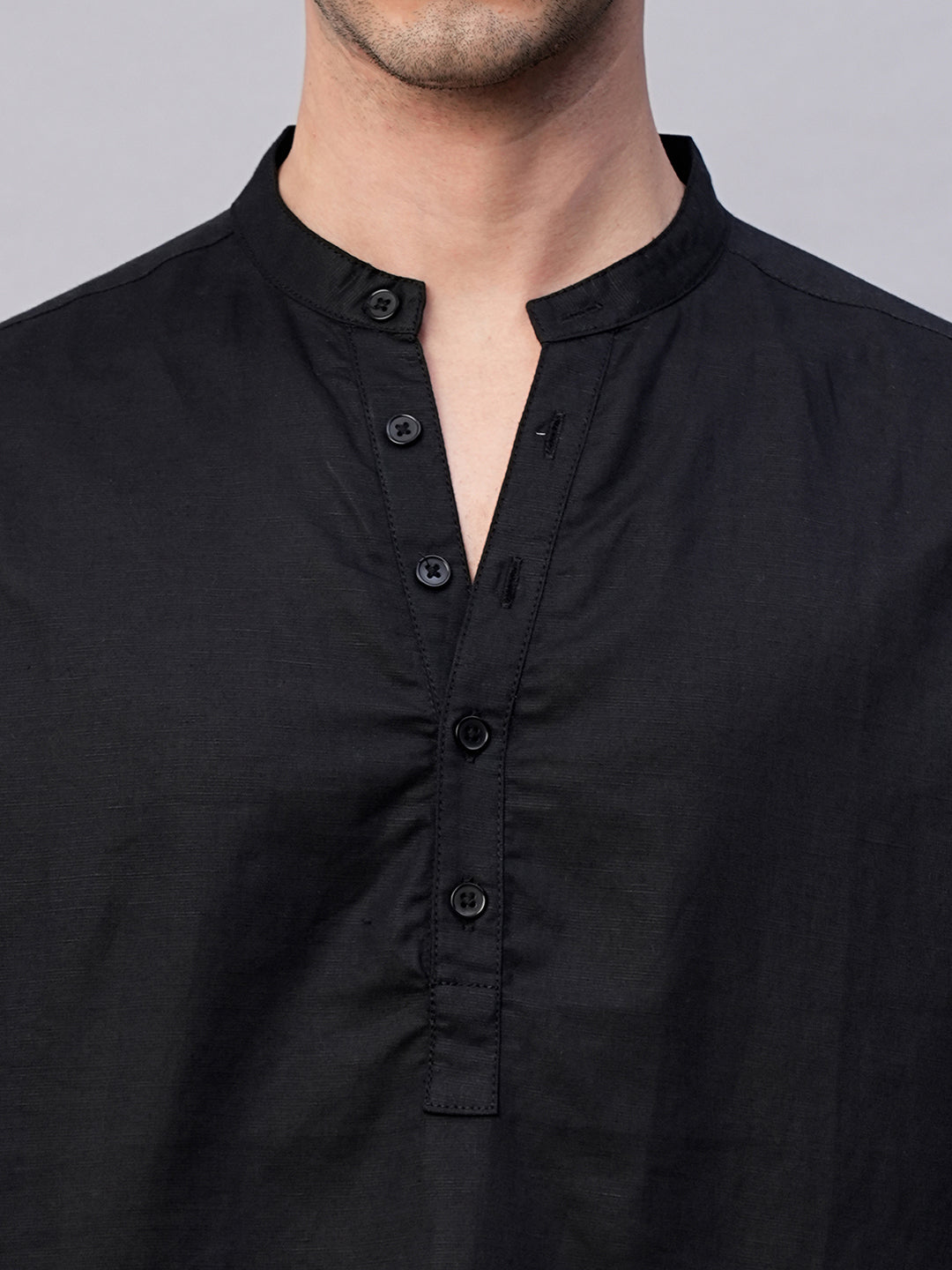 Men’s Linen Cotton Slim Fit Shirt Black