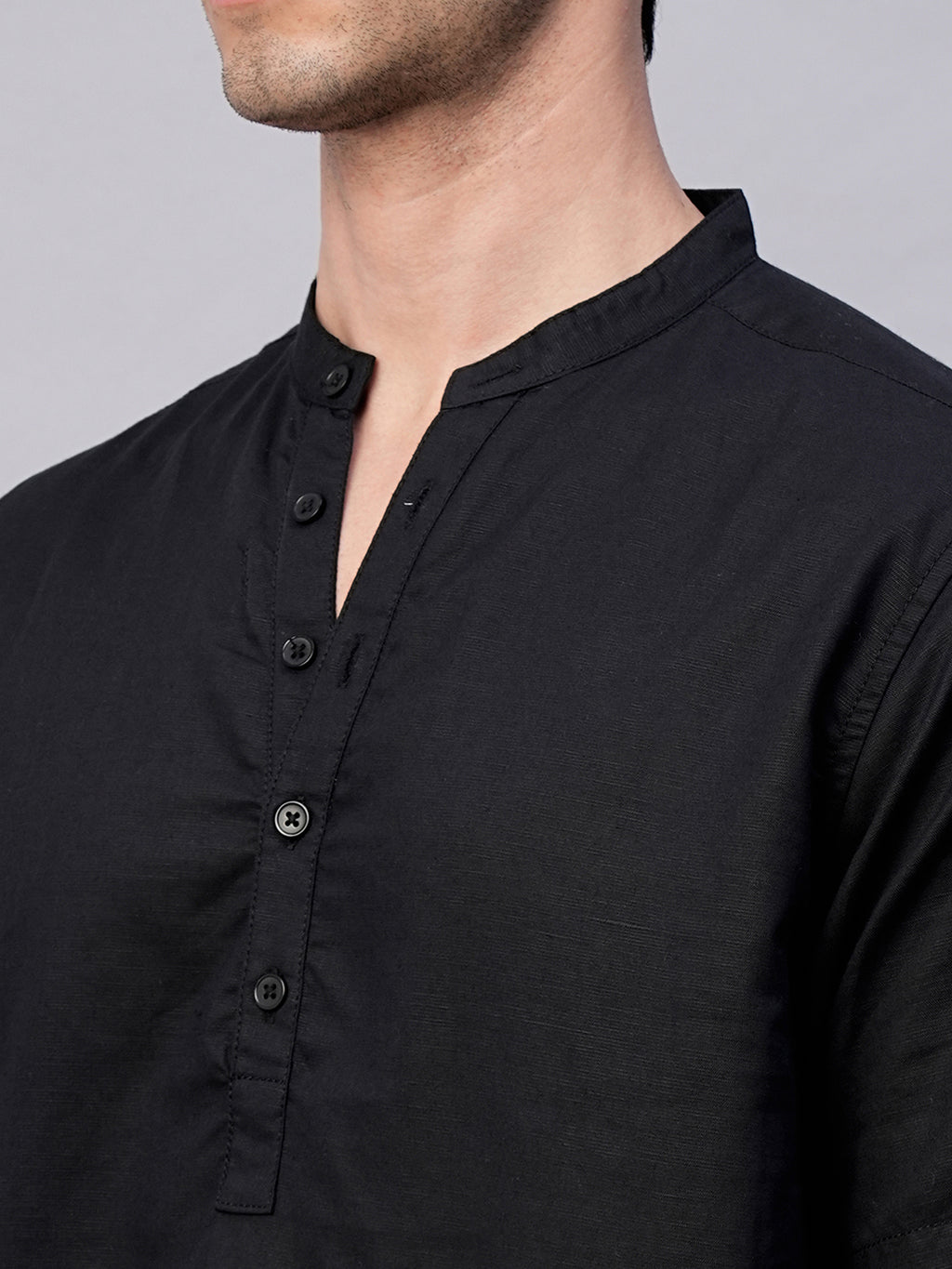 Men’s Linen Cotton Slim Fit Shirt Black