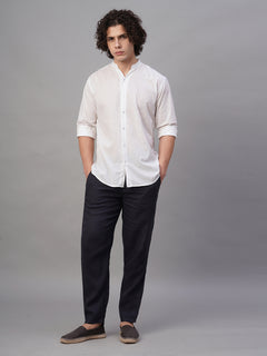 Men's 100% Cotton Button Front Regular Fit Shirt Blue