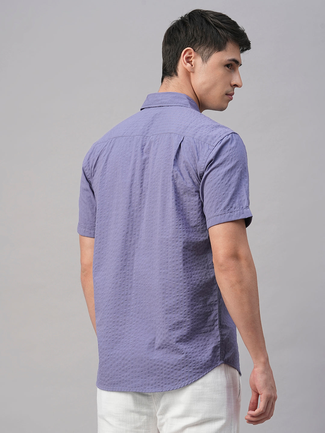Men's Blue Cotton Regular Fit Shirt
