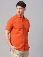 Men's Cotton Regular Fit Shirt Brick