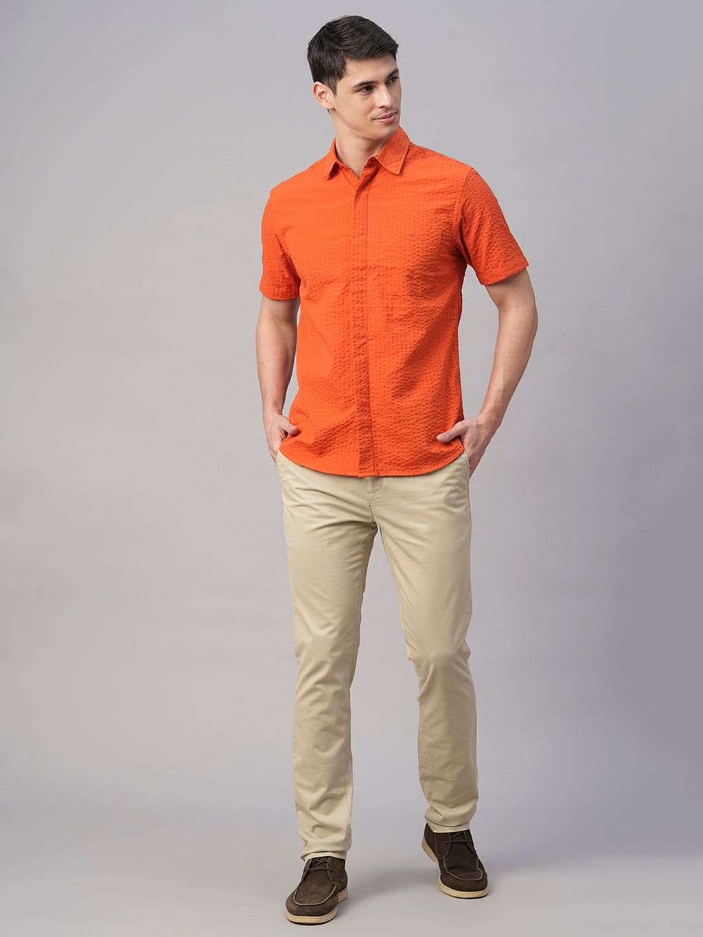 Men's Cotton Regular Fit Shirt Brick