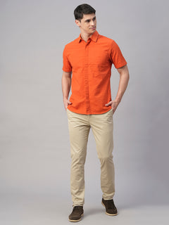 Men's Cotton Regular Fit Shirt Brick