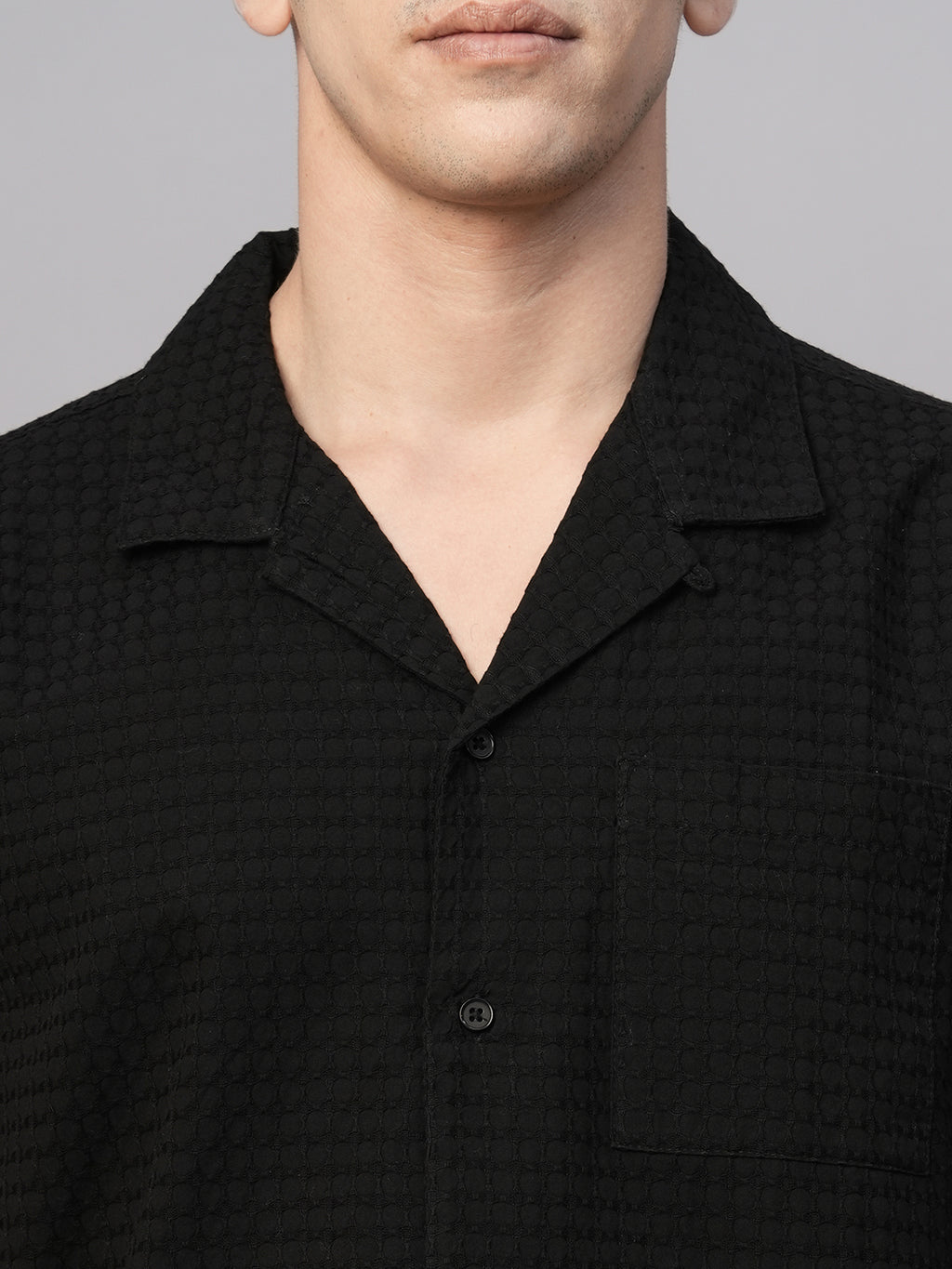 Men's Black Cotton Regular Fit Shirt