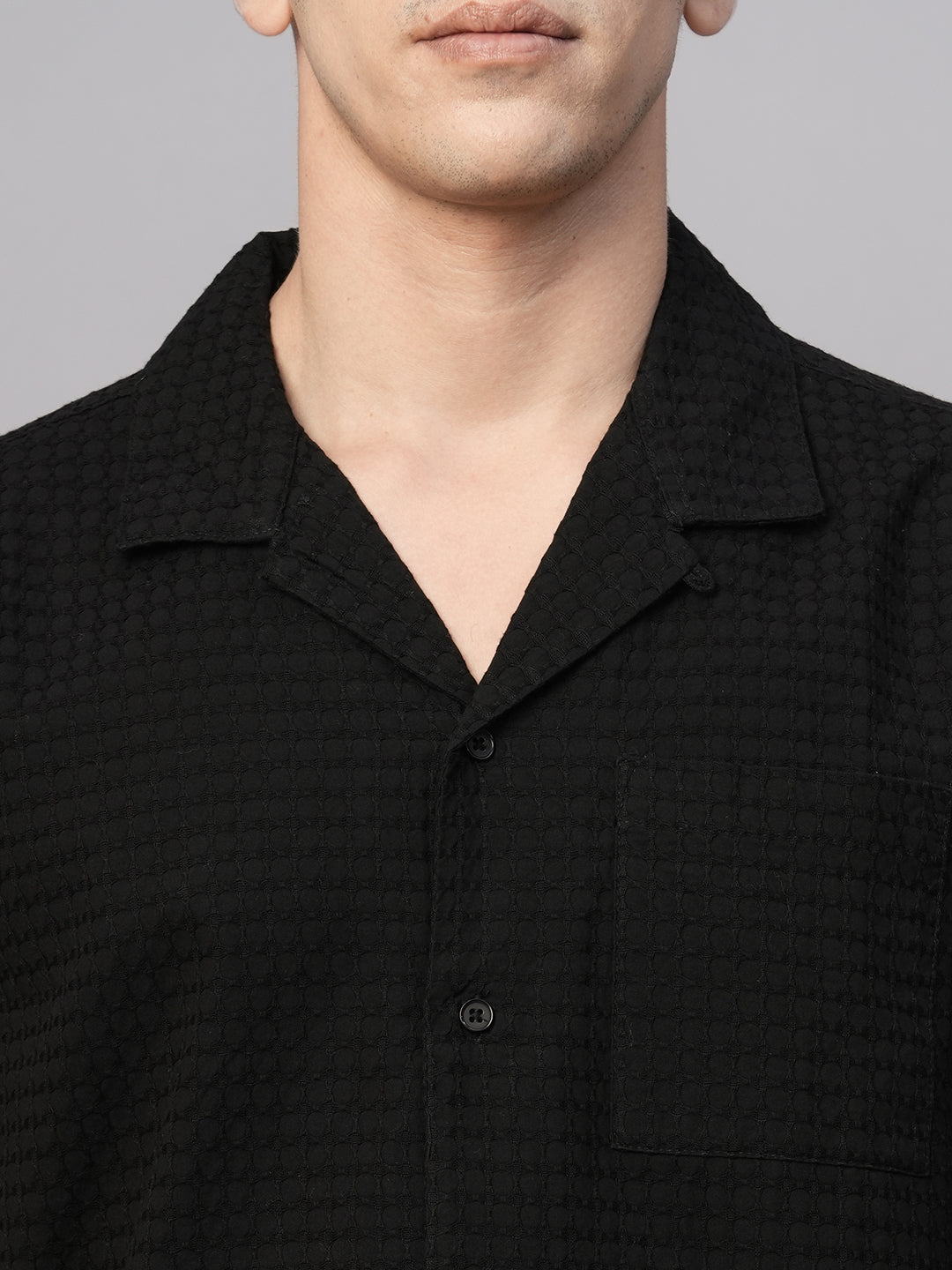 Men's Black Cotton Regular Fit Shirt