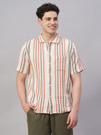 Men's Khaki 100% Cotton Regular Fit Shirt