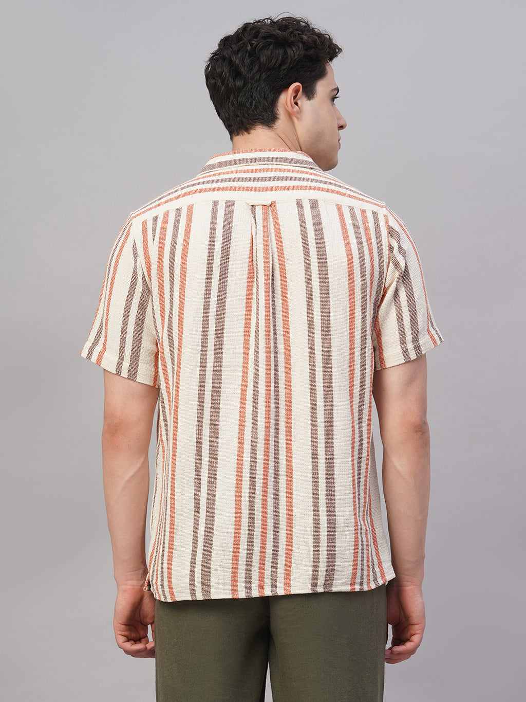 Men's Khaki 100% Cotton Regular Fit Shirt