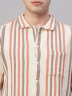 Men's Khaki 100% Cotton Regular Fit Shirt