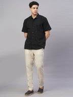 Men's Black 100% Cotton Regular Fit Shirt