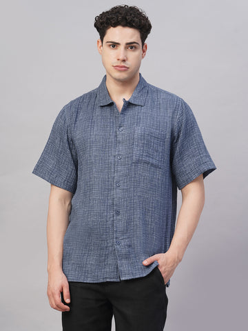 Men's Blue 100% Cotton Regular Fit Shirt